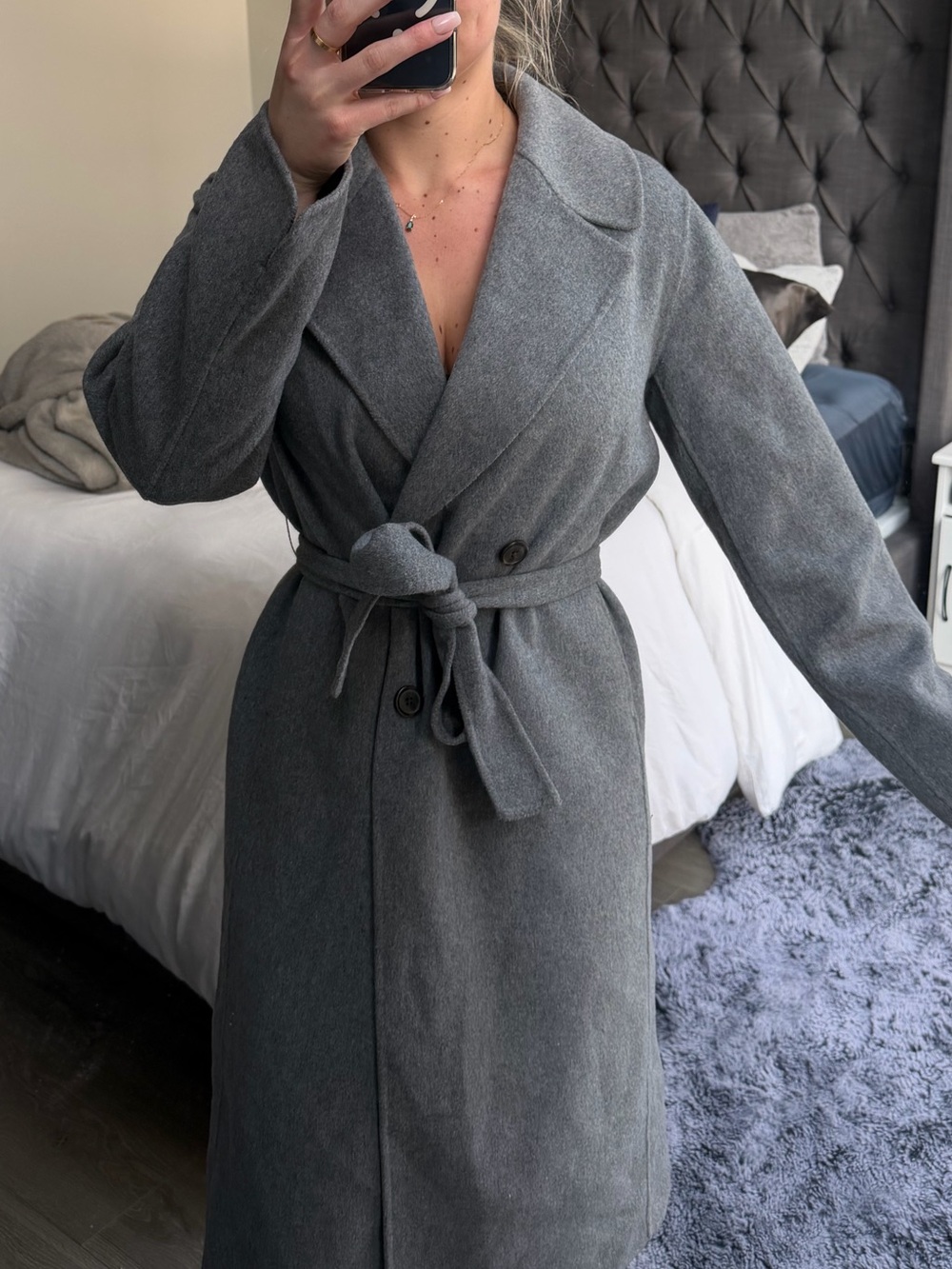 Nordstrom Gray Long Belted Wrap Robe Coat